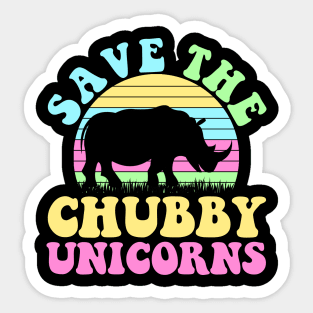 Save The Chubby Unicorns Vintage Funny Rhino Animal Rights Sticker